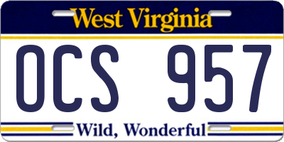 WV license plate OCS957