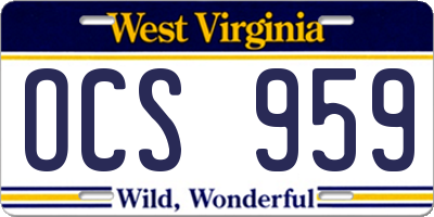 WV license plate OCS959