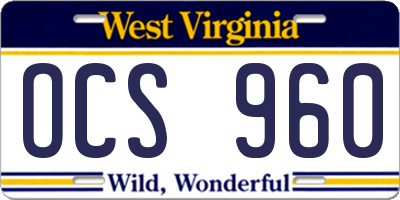 WV license plate OCS960