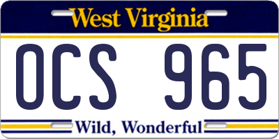 WV license plate OCS965
