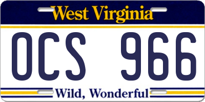 WV license plate OCS966