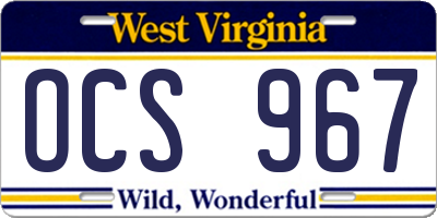 WV license plate OCS967