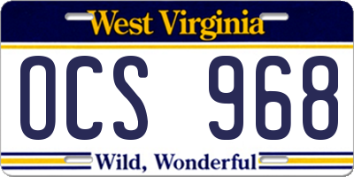 WV license plate OCS968