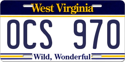 WV license plate OCS970