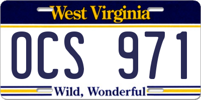 WV license plate OCS971