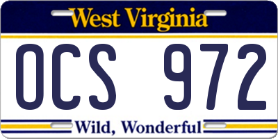 WV license plate OCS972
