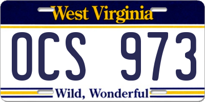 WV license plate OCS973