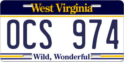 WV license plate OCS974