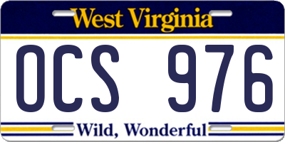 WV license plate OCS976