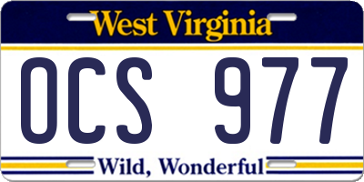 WV license plate OCS977