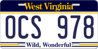 WV license plate OCS978