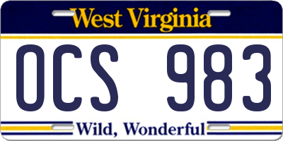 WV license plate OCS983