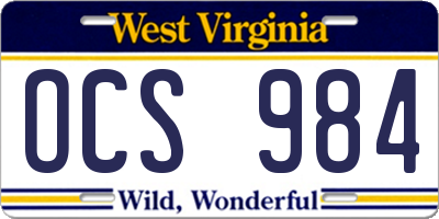 WV license plate OCS984