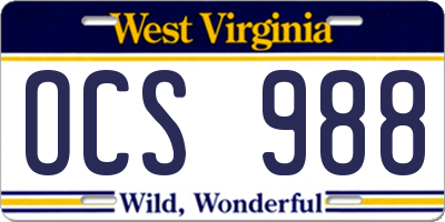 WV license plate OCS988