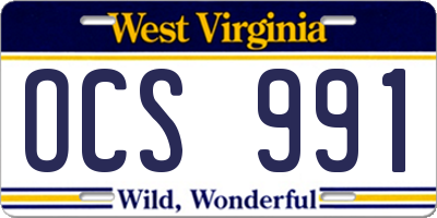 WV license plate OCS991