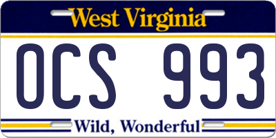 WV license plate OCS993