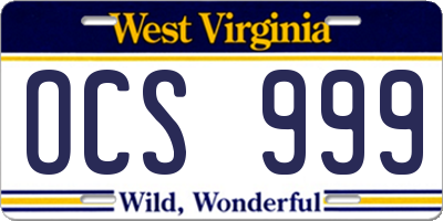 WV license plate OCS999