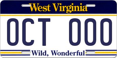 WV license plate OCT000