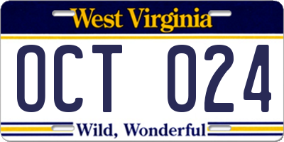 WV license plate OCT024