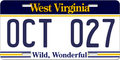 WV license plate OCT027