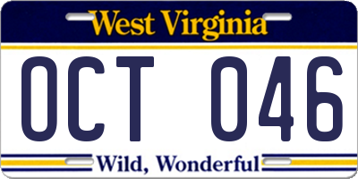 WV license plate OCT046