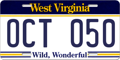 WV license plate OCT050