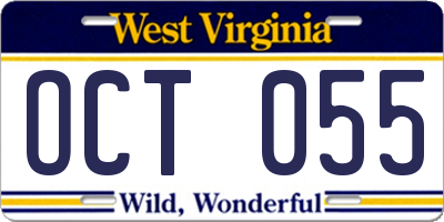 WV license plate OCT055
