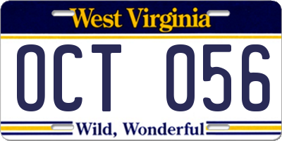 WV license plate OCT056