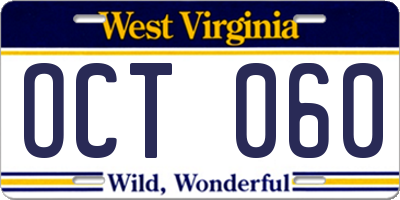 WV license plate OCT060