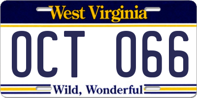WV license plate OCT066