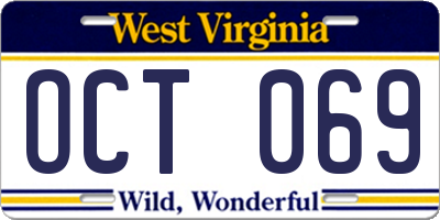 WV license plate OCT069