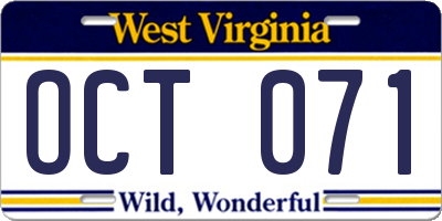 WV license plate OCT071