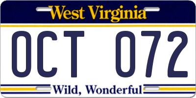 WV license plate OCT072