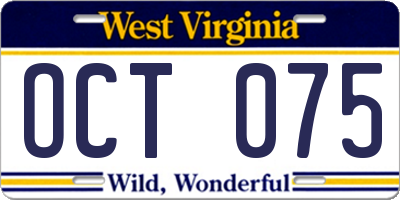 WV license plate OCT075