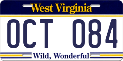 WV license plate OCT084