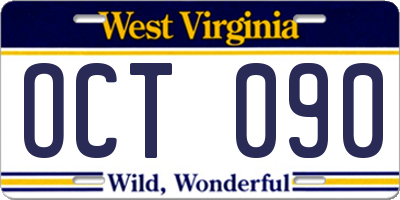 WV license plate OCT090