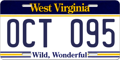 WV license plate OCT095