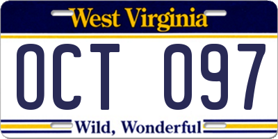 WV license plate OCT097