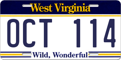 WV license plate OCT114