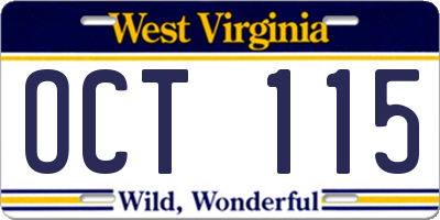 WV license plate OCT115