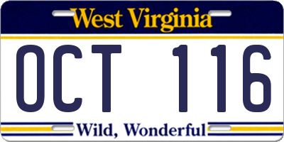 WV license plate OCT116