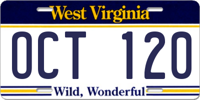 WV license plate OCT120