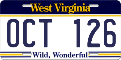 WV license plate OCT126