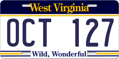 WV license plate OCT127