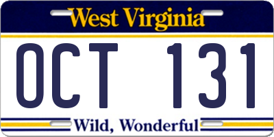 WV license plate OCT131
