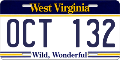 WV license plate OCT132