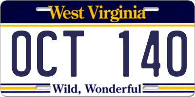 WV license plate OCT140
