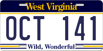 WV license plate OCT141