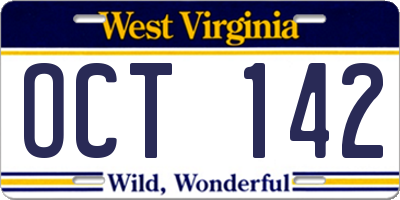 WV license plate OCT142