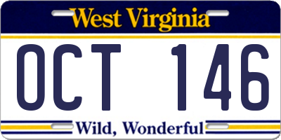 WV license plate OCT146